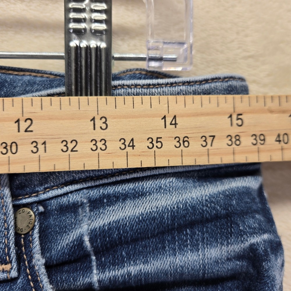 Paige Verdugo Ankle Skinny Jeans Medium Wash Raw Hem Distressed‎ Size 29 Western - Picture 5 of 7